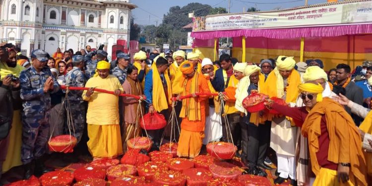 राममन्दिरको प्राण प्रतिष्ठामा जानकी मन्दिरबाट ११ सय ‘भार’ लिएर अयोध्या प्रस्थान