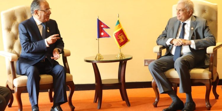 प्रधानमन्त्री र श्रीलंकाका राष्ट्रपतिबीच भेटवार्ता