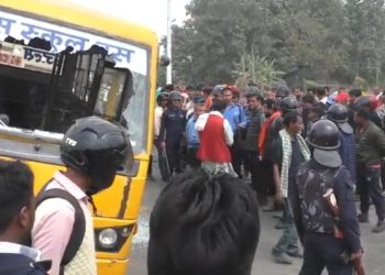 जनकपुरधाम : स्कुल बसको ठक्करबाट एक महिलाको मृत्यु, ६ जना घाइते