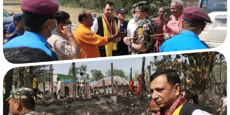 सप्तरी आगलागी : अग्निपीडितलाई घर बनाइदिने मुख्यमन्त्री यादवको घोषणा