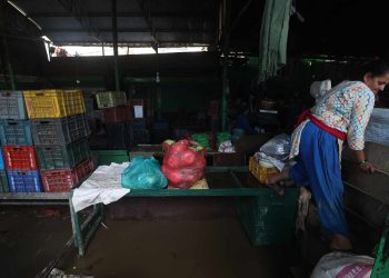 अविरल वर्षाका कारण बल्खुको तरकारी बजार डुबानमा