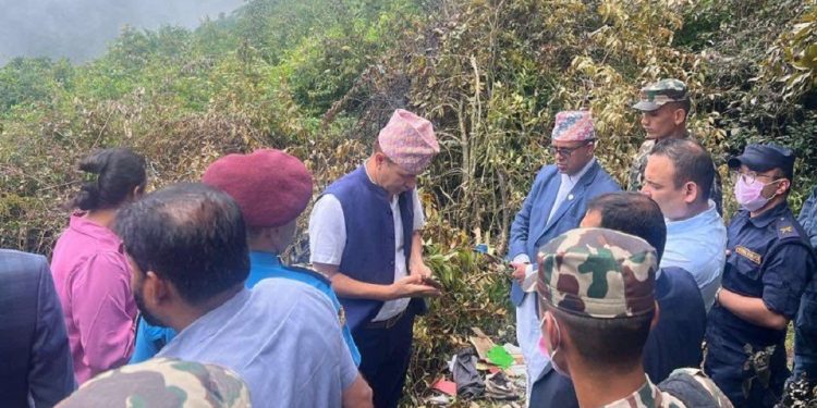 उड्डयनमन्त्री पाण्डे पुगे हेलिकप्टर दुर्घटनास्थल