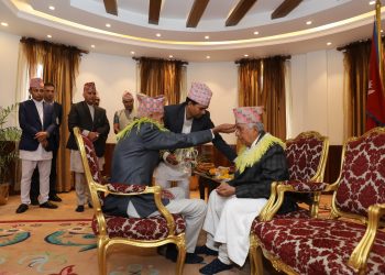 दाजुको हातबाट राष्ट्रपति पौडेलले लगाए टीका