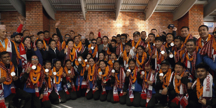 विश्वकपमा उपविजेता बनेका खो खो नेपाली टोलीलाई भव्य स्वागत