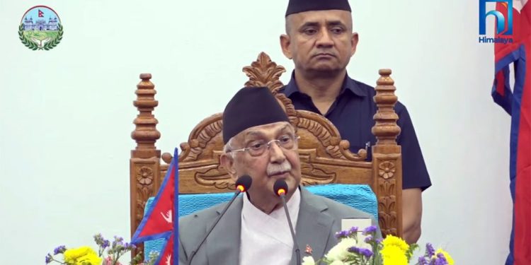 मधेश प्रदेश सभामा सम्बोधन गर्दै प्रधानमन्त्री ओलीले भने मैले रेल चलाए
