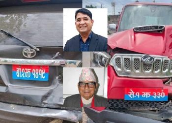 दुई मन्त्री चढेका गाडी एक आपसमा ठोक्किए