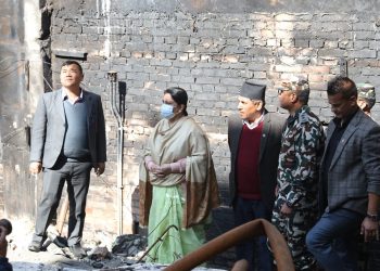 सभामुख र राष्ट्रियसभा अध्यक्षसँगै भण्डारीको क्षतिग्रस्त संसद भवन भ्रमण