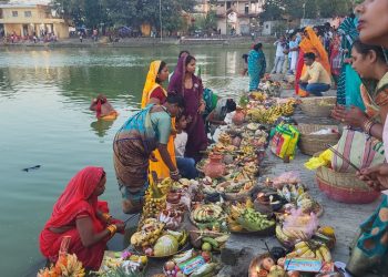 जलाशयमा भक्तजनको भीड, चैते छठ उल्लासमय