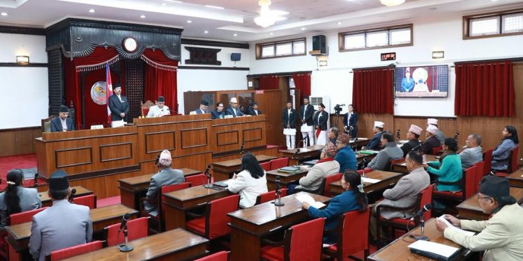 राष्ट्रियसभामा सरकारको नीति कार्यक्रम प्रस्तुत हुँदै