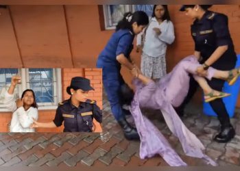 सिंहदरबार गेटमै दुई महिलामाथि प्रहरीको बलप्रयोग