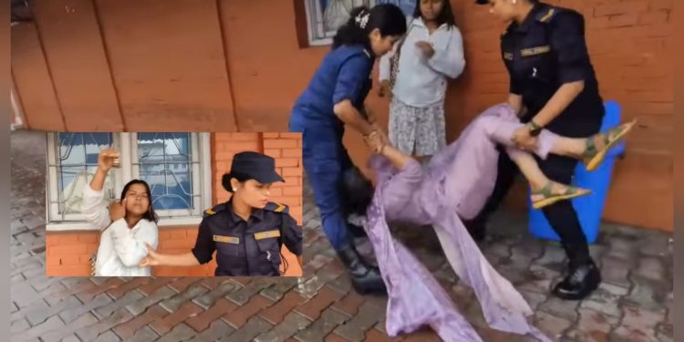 सिंहदरबार गेटमै दुई महिलामाथि प्रहरीको बलप्रयोग