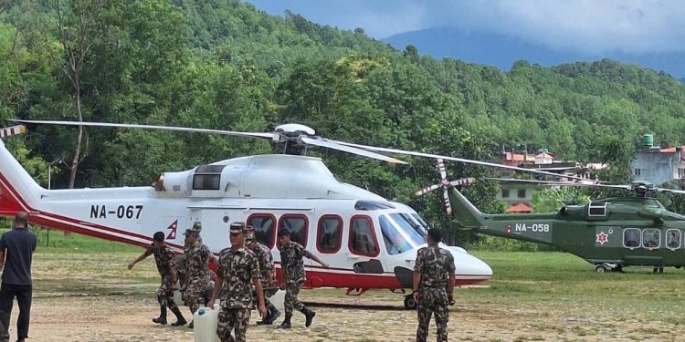 बाढीले क्षतिग्रस्त अपर त्रिशूली-३ ‘ए’ का कर्मचारी उद्धार गर्न सेना पुग्यो