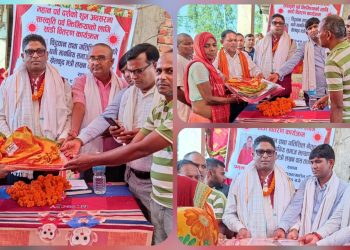 झिझिया पर्वको संरक्षणका लागि तत्माटोलमा साडी वितरण