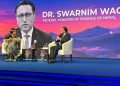एनडीटीभी विश्व सम्मेलनमा सम्बोधन गर्दै अर्थमन्त्री स्वर्णिम वाग्ले